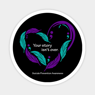 Suicide prevention heart, white type Magnet